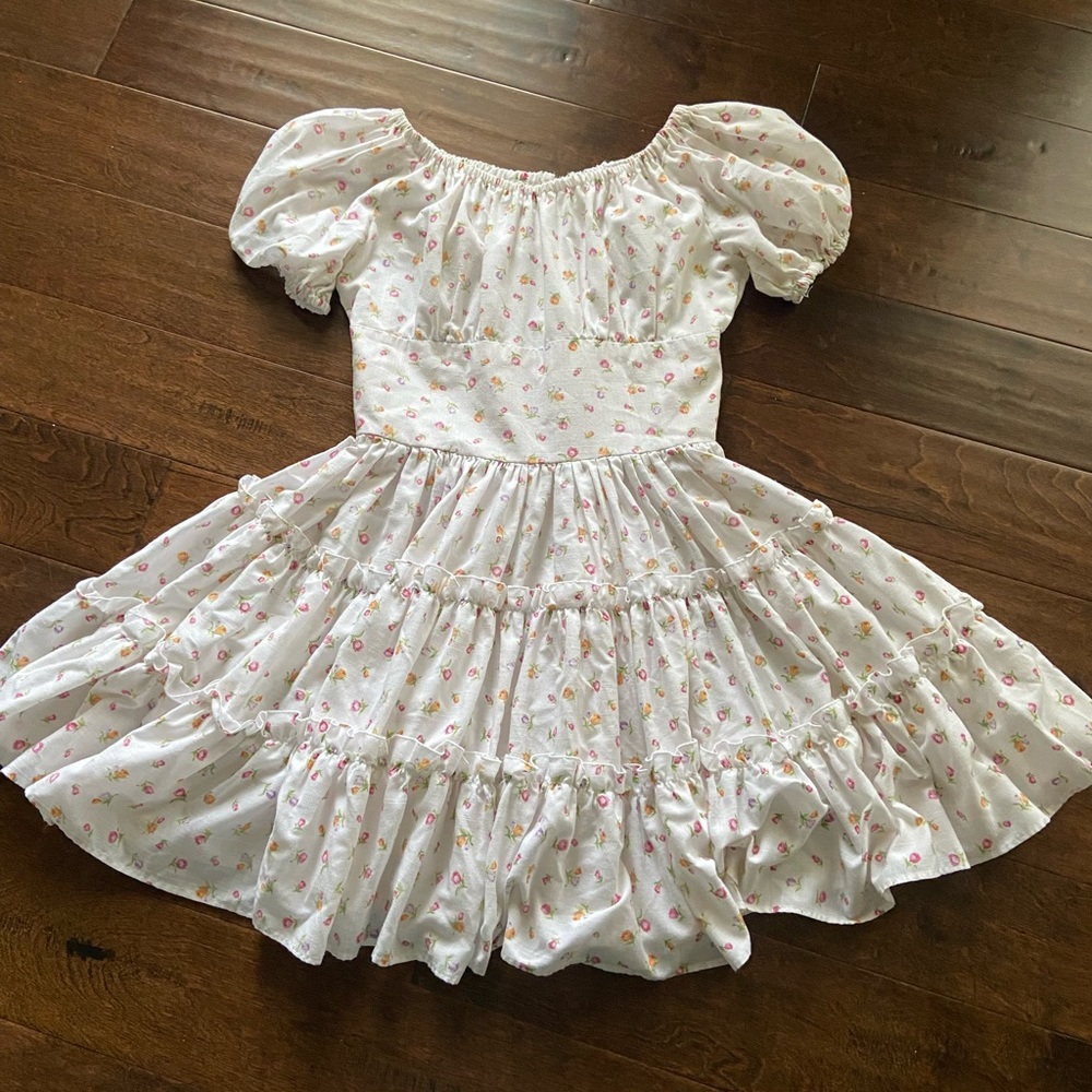 Vintage Prairie Cottage Tiered Floral Dress Size S